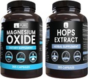 Pure Original Ingredienser Magnesium Oxide og Humle Extract Bundle, 365 Kapsler Hver, Ingen Fyldere, Altid Pure