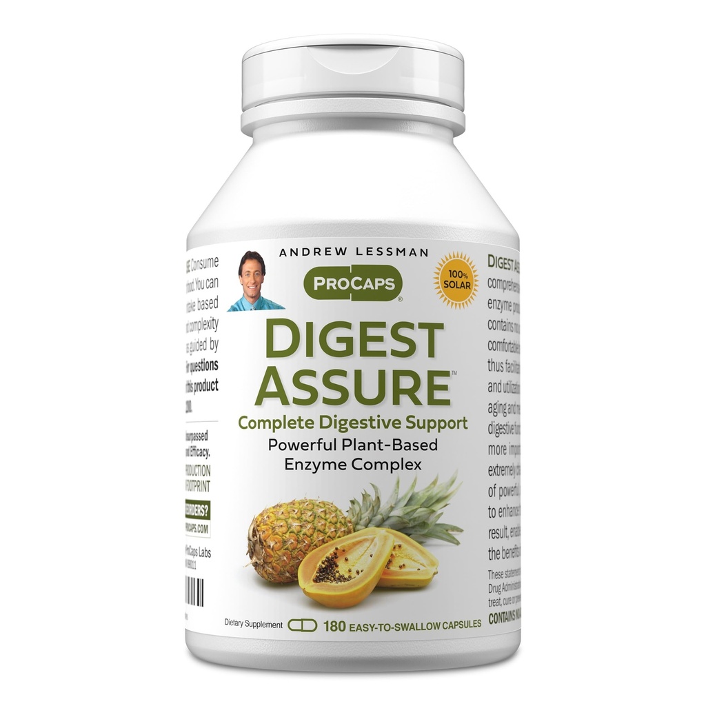 ANDREW LESSMAN Digest Sikrer 180 Kapsler - Omfattende Blend af kraftfulde naturlige enzymer til at støtte og forbedre fordøjelsessygdomme, Vegetarian-Sourced Enzymes, Lille let at synke kapsler