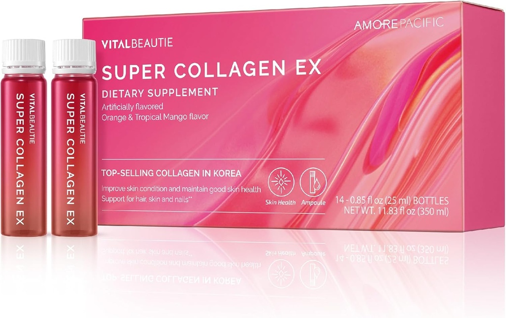 VITABEAUTIE Super Collagen EX (flydende Marine Collagen) Indeholder biotin, C-vitamin, hyaluronsyre, L-glutathion af AMOREPACIFIC koreansk hudpleje - 14 Servere