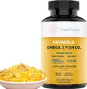 NovaGold Omega 3 Fish Oil - 2000mg High Strength EPA DHA Supplement - Burpless, Let at synke Softels - Understøtter hjerte, hjerne, joints, immunforsvar & hud - non-GMO - 120 flydende kapsler