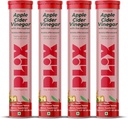 PLIX Apple Cider Vincitol Effervescent tabletter med The Mother, 700mg ACV med VIT B12, B6, pakke med 4