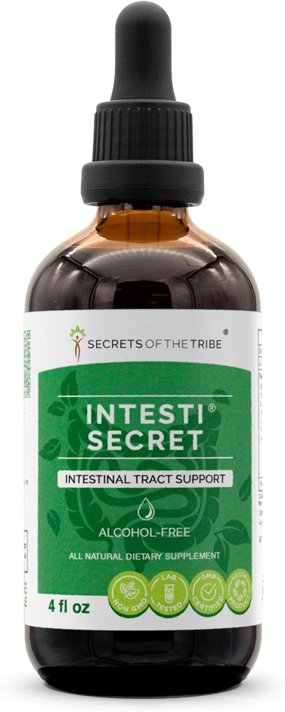 Intesti Secret Alkohol- Free Extract, pebermynte, Mælkebøtte, Cloves, Ginger, Fennel Seed, Lavender. Glycerit Tincture Intestinal Tract Support (4 fl oz)
