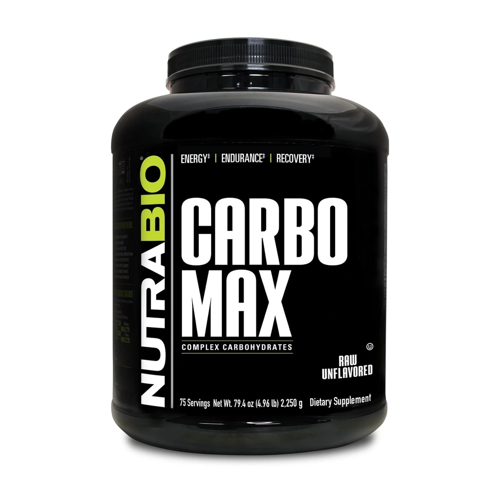 NutraBio CarboMax Maltodextrin Powder - Kulhydrat pulver til vedvarende energi - Calorie Rich for muskel og vægt Gain - Unflavored - 5 pounds, 75 Servere
