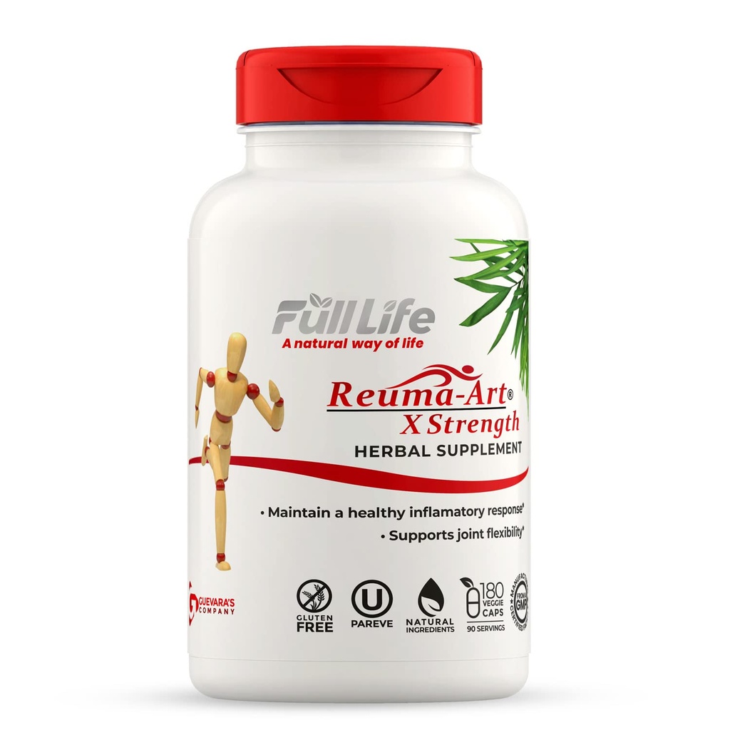 Full Life Reuma- Art X Styrke - 400 mg Urtetilskud - Understøtter fælles fleksibilitet - 180 Veggie kapsler