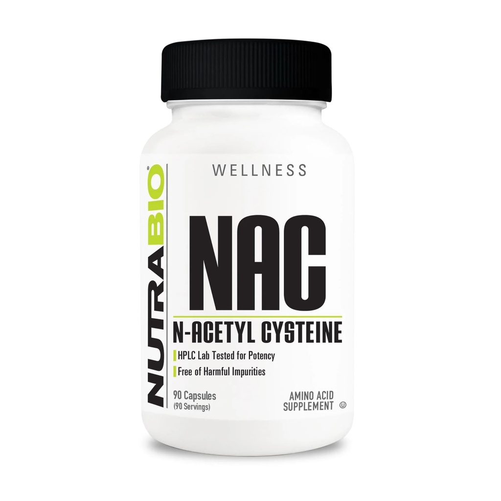 NutraBio N- Acetyl Cysteine Supplement (NAC) - 90 Kapsler, 600mg Hver - Kraftfuld Antioxidant - Immunstøtte - Boost Glutathion