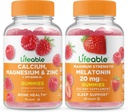 Lifeable Calcium, Magnesium, Zink & vitamin D + Melatonin 20mg, Gummies Bundle - Great Tasting, Vitamin Supplement, Gluten fri, GMO fri, Chewable Gummy