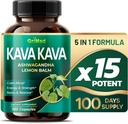 GriMed Kava Kava 19,700mg - X 15 Power med Ashwagandha Lemon Balm - Styrke, Slap af, Gendan, Calm - Made in USA (100 Greve (Pack of 1))