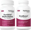 FertilAid til kvinder & Ovaboost Combo, Kvindelig Fertilitet Supplement & Natural Fertilitet Vitamin med Myo-Inositol, Vitex & Vitaminer til støtte ovulation, cyklus regelmæssighed & æg kvalitet, 1 måned Supply