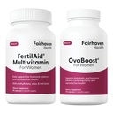 FertilAid til kvinder & Ovaboost Combo, Kvindelig Fertilitet Supplement & Natural Fertilitet Vitamin med Myo-Inositol, Vitex & Vitaminer til støtte ovulation, cyklus regelmæssighed & æg kvalitet, 1 måned Supply