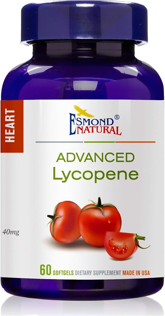 (3 Pack) Esmond Natural: Advanced Lycopene (støtter Prostate and Heart Health), GMP, Natural Product Assn Certified, Made in USA - 40mg, 180 Softgels