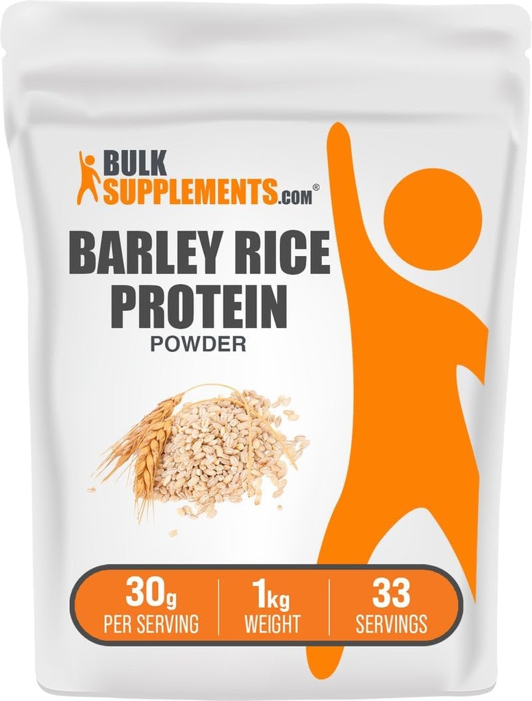 BulkSupplements.com Barley Rice Protein Powder - Vegan Protein Powder, Sport Nutrition - Unflavored & Dairy Free, 30g per Serving, 1kg (2.2 lbs) (Pack of 1)