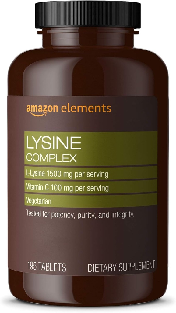 Elementer Lysin Complex med C-vitamin til immunforsvar, Vegetar, 65 Servering, 195 Greve (Emballage kan variere)