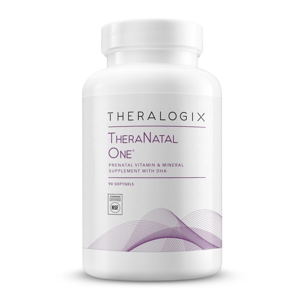 Theralogix TheraNatal One Prenatal Vitamin - 90- Day Supply - Prenatal Multivitamin med DHA, Vitamin D3, Metyleret Folat, Jern & mere til at understøtte en sund graviditet * - NSF Certificeret - 90 Softgels