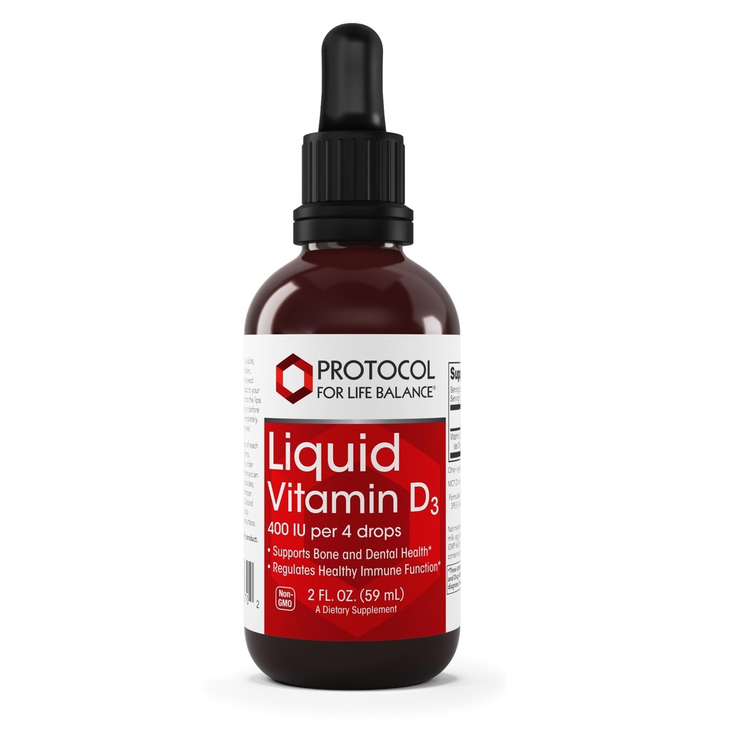 PROTOKOL FOR LIV BALANCE - Flydende D-3-vitamin - Understøtter Calcium Absorption, Knogler og Dental Sundhed, og immunfunktion i Nem at administrere Drops - 2 Fl oz (60 ml)