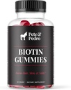 Pete & Pedro BIOTIN Gummies for hår, hud og negle Vækst for kvinder & mænd Budding124; Hår Grow Supplement for stærkere hud, & Nails Budding124; Cherry Biotin Gummy 5000mcg Per Serving Budding124; Set på Shark Tank, 60 Greve