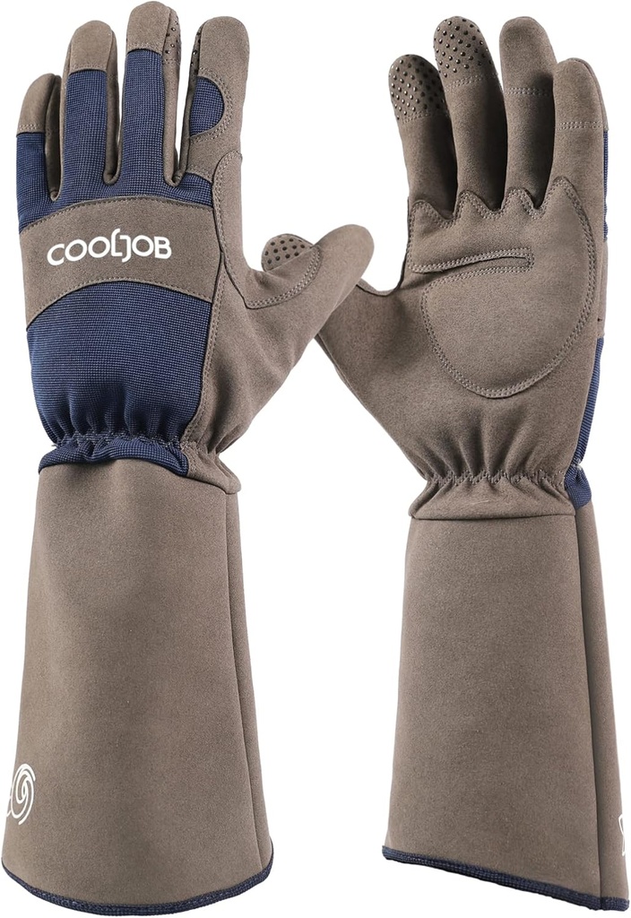 COOLJOB Thorn Bevis Rose Pruning Garden Gloves for Mænd, Lang Ærme polstret Yard Arbejde for Bush, Blackberry, Cactus, Heavy Duty / Punktur Resistent / Machine Afvaskelig, Xlarge, Navy