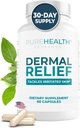 PURESUNDHEDSFORSKNING Dermal Relief Kosttilskud - til Irriteret Hud, Eksem og Dermatitis med L- Histidine, Ashwagandha Root Extract, Rhodiola Crenulata, Vitamin D og E - 1 flaske - 60 kapsler