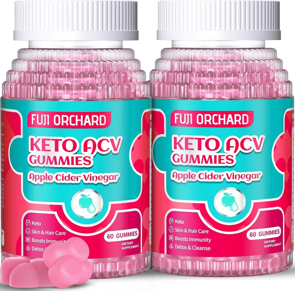 Keto ACV Gummies for vægttab - Lækker 1500MG Apple Cider Vinamenter med mor, Probiotika, Vitaminer B6 & B12, Vegan & Non- GMO - Understøtter Metabolisme & Fat Burn til kvinder, 120 Vegan