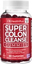 Sundhed Plus Super Colon Cleanse Gummies 15 Day Supply of Gentle Overnight Relief from Occasional Constipation, Natural Senna Leaf Extract, Kosttilskud, Blandede Berry Flavor, 60 Greve