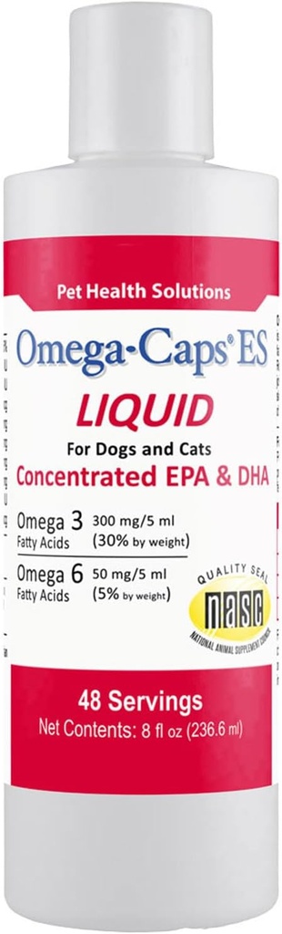 Væske til hunde og katte Høj potens Omega-3 og Omega- 6 Fedtsyrer Koncentreret EPA og DHA Fish Oil Supplement Vet Formuleret Made in USA Hudcoat fælles og hjerte sundhed 8 fl oz 48 Servering