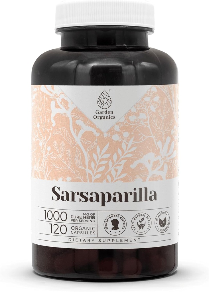Sarsaparilla 120 Kapsler er 124; højpotens urteblomst Kosttilskud er 124; Fremstillet med vegetabilske kapsler og Sarsaparilla (Hemidesmus indicus) Tørret rod (120 Greve)