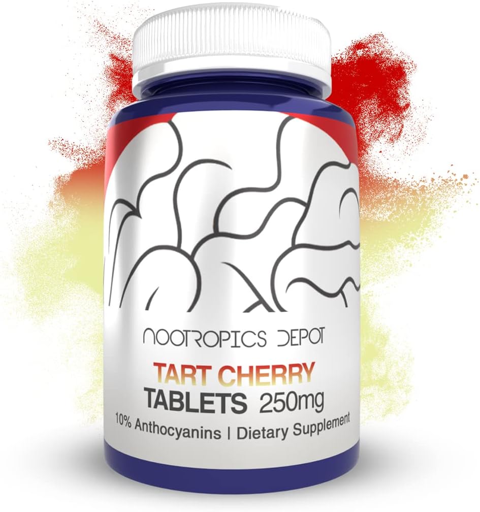 Nootropics Depot Tart Cherry Extract Tablets | 250mg | 60 Count | 10% Anthocyanins | Supports Balanced Oxidation & Inflammation Levels | Promotes Physical Strength & Energy