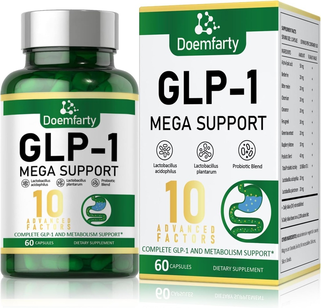 GLP-1 Probiotika; GLP-1 Supplement, GLP- Activate med 10 Millioner CFU Multi- Strain Probiotika + Prebiotika, naturligt GLP 1 Produktion, GLP-1 Probiotika til mænd og kvinder, 60 GLP-1 Capsule [1pcs] h1 /
