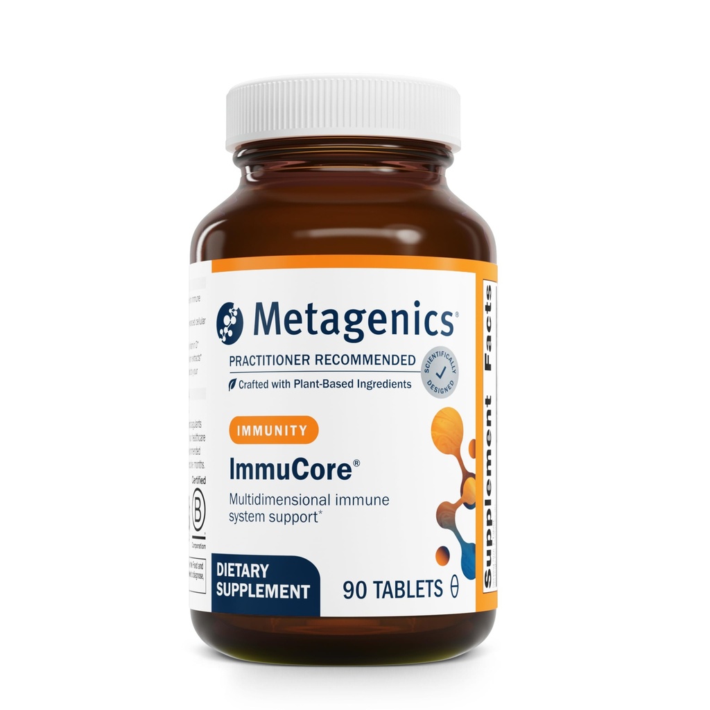 Metagenics ImmuCore - Immunstøtte med Vitaminer C & D3, Zink, Selenium & Mushroom Ekstrakter * - Antioxidant & Respiratory Support * - Ikke-GMO, Glutenfri - 90 tabletter