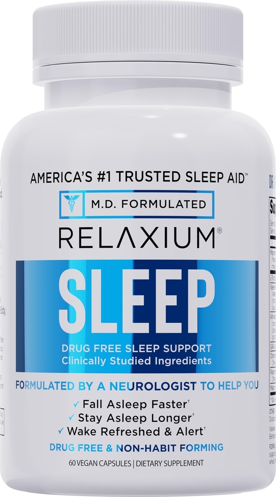 Relaxium Sleep Aid - Professional Strength Formel for Voksen124; 5mg Melatonin, Magnesium Glycinate, Valerest & Ashwagandha