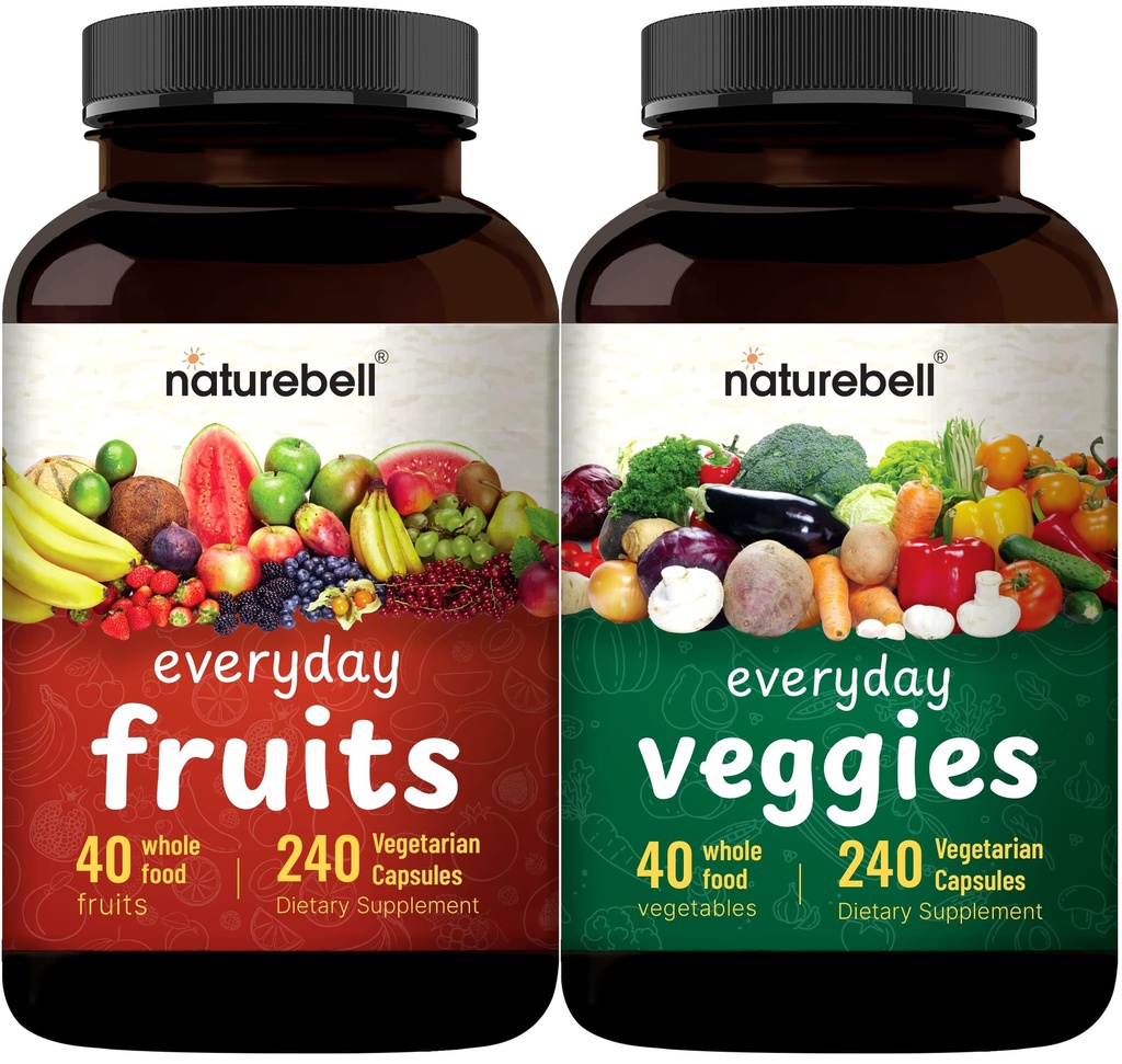 Frugt og grøntsager Supplement - 480 Total Vegetariske Kapsler Budding124; Balance af naturlige 40 hele frugter & Veggies Blend Budding124; Friske Superfood Formel med vitaminer og mineraler - ikke-GMO