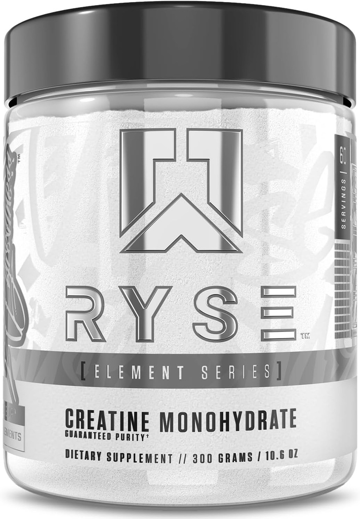 RYSE Creatine Monohydrate Powder - Unflavored - Supports Men & Women Lean Muscle Growth, Strength, Power, and Endurance - Helps Reduce Fatigue and Improve Workout Recovery - 60 Servings