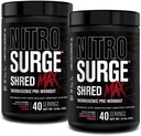 Jacked Factory Nitrovolume Shred Max Preworkout - High- Performance Thermogen Pre Workout Powder med L Citrullin, Acetyl L Carnitin, Organic Coffein - 80 Servering, Cherry Bomb & Watermelon Peach