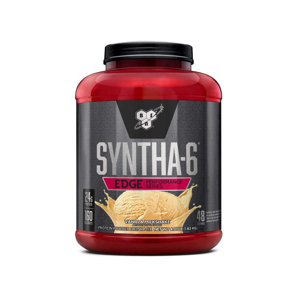 BSN SYNTHA- 6 Edge Protein Powder, Vanilla Protein Powder with Hydrolyzed Whey, Micellar Casein, Milk Protein Isolate, Lavsukker, 24g Protein, Vanilla Milkshake, 48 Servere