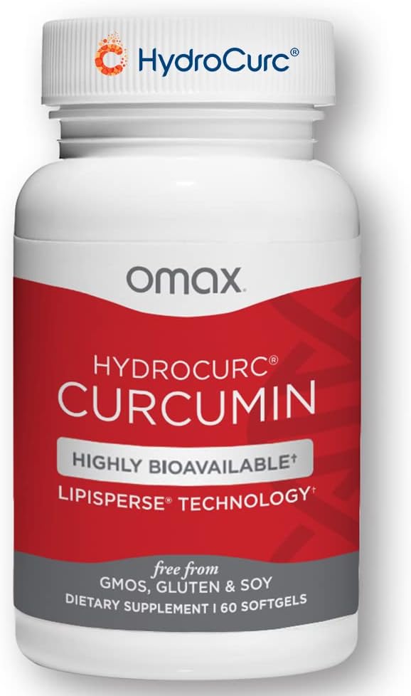 Omax3 HydroCurc Gurkemeje Curcumin Softgels, Højbiotilgængelig, Nanoparticle Potency & Absorption (60 Softgels)