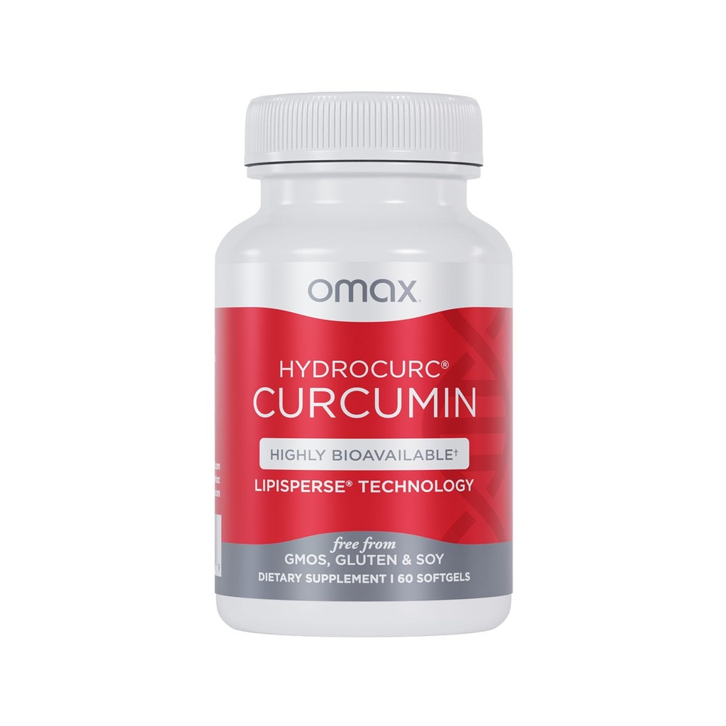 Omax3 HydroCurc Gurkemeje Curcumin Softgels, Højbiotilgængelig, Nanoparticle Potency & Absorption (60 Softgels)