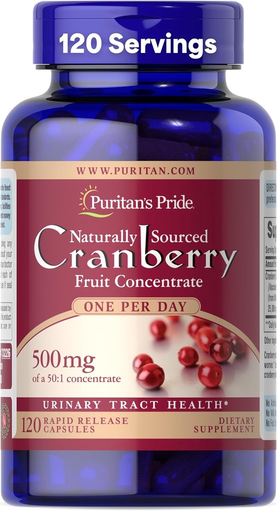 Puritans Pride One A Day Cranberry - 120 Kapsler understøtter urinvejssygdomme