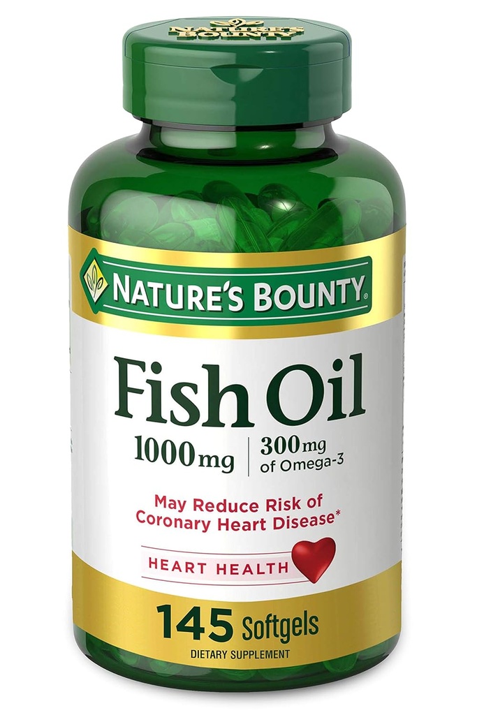 Nature 's Bounty Fish Oil Omega-3 1000 mg Softgels 145 ea