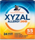 Xyzal 24 timers Allergi Relief Medicine, Original receptpligtig styrke Antihistamin, Levoctirizine Dihydrochloridtabletter 5 mg, 55 Tæl