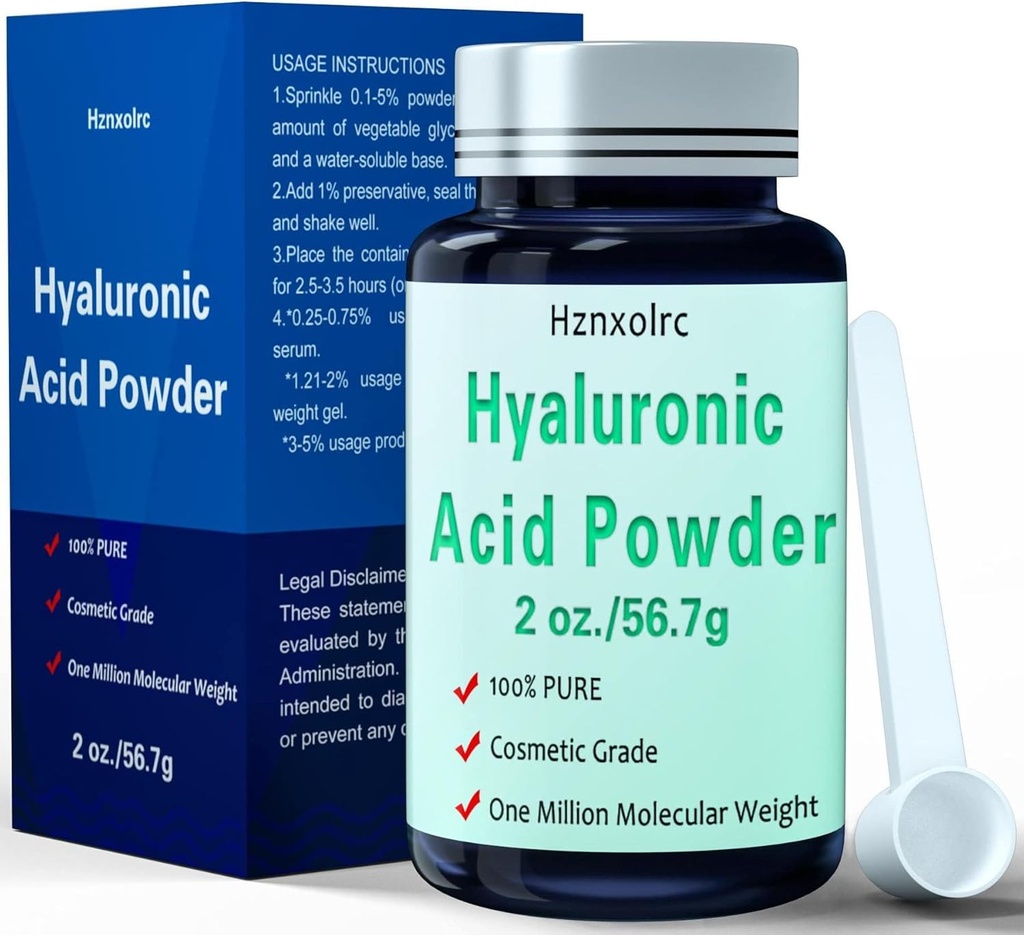 2 oz Hyaluronsyre pulver, 56, 7 mormor, høj molekylvægt, 100% Pure, Premium Hyaluronsyre pulver til hudpleje, Vegan, vand Opløselig