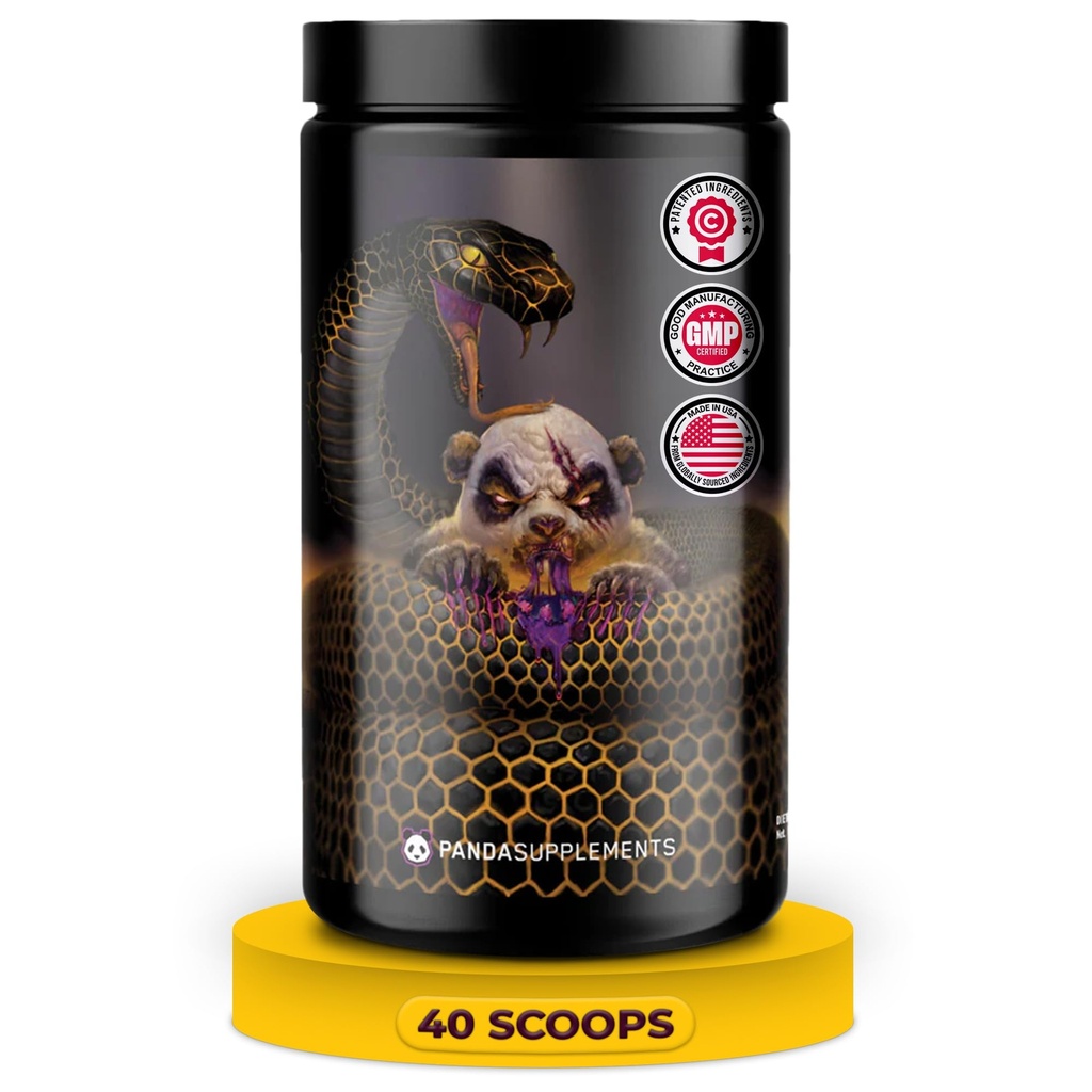 Underhound Bio Labs: Panda Supps Pandama, Extreme Pre Workout for maksimal ydeevne, Pump, og Focus (40 Scoops) (Grape Bubblegum)