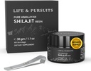 Life & Pursuites 100% Pure Real India Himalayan Shilajit Resin, 1.1 oz 500mg, Minimum 75% Fulvic Acid, 85 + Trace Minerals, Kosttilskud til mænd 3. part Lab Test Report, 60 Serveringer (Pack of 1)
