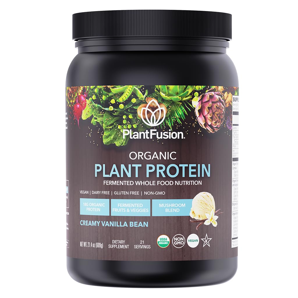 SOTRU Organic Vegan Protein Powder - Whole Food, Plant Based Protein Powder with Green Superfoods, Enzymes & Probiotika - USDA Certified Organic, Non- GMO, Gluten- Free - Vanilla 18.5 oz, 21 Servere