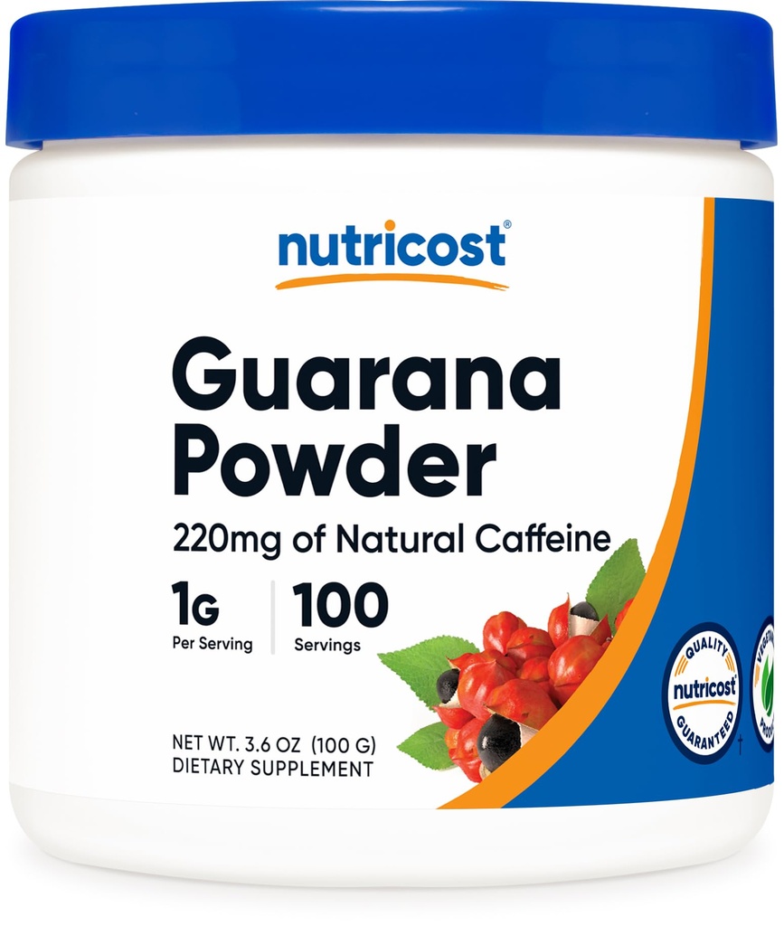 Nutricost Guarana Extract Powder 100 Bedste - Natural Brasiliansk Urtekoffein / Energizer supplement