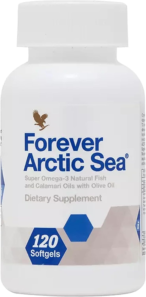 Forever Living - Arctic Sea Omega-3 - Supplement, EPA og DHA Fede syre Blend, understøtter hjerte, hjerne, og øje sundhed, Gluten- Free, 120 Softgels