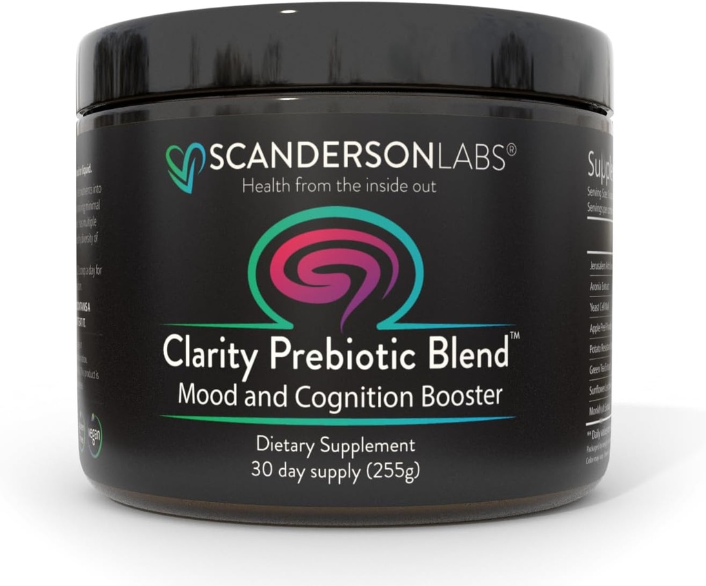 Klarhed Prebiotic Blend - Optimer Gut og Mood via Gut- Brain-aksen - En måneds Tilgang - Let at bruge, en Scoop blander med flydende eller fødevarer - Vegansk, Soy- Free, Gluten- Free, Non- GMO