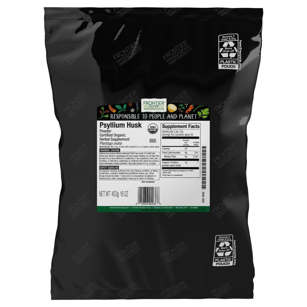 Frontier Co- op Organic Psyllium Husk Powder 1lb