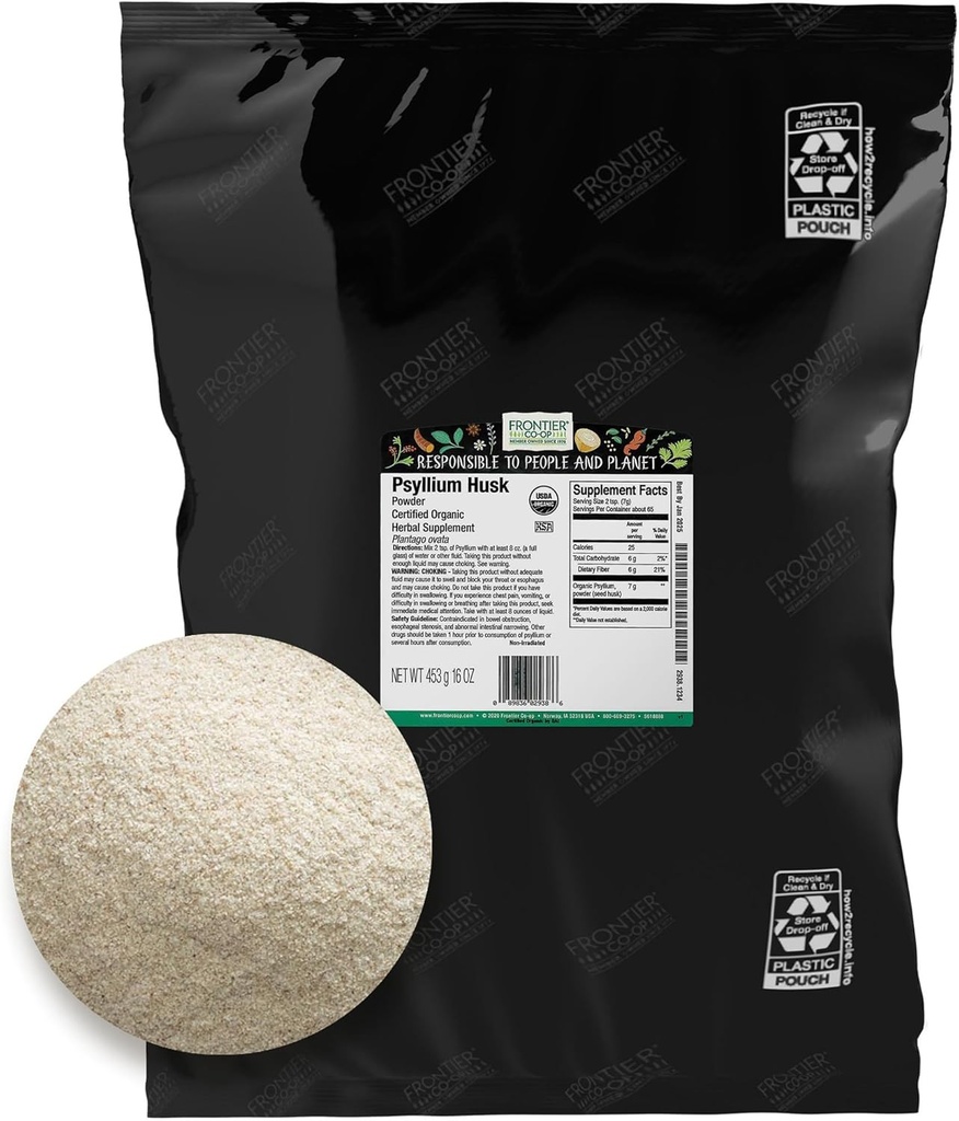 Frontier Co-op Organic Psyllium Husk Powder 1lb