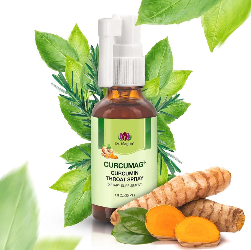Natural gurkemeje Curcumin Throat Spray af Dr. Magon, Throat Calm, lindrende Throat Spray, Immunstøtte, Ekstra styrke UC3 Clear Curcuma Longa Dry Extract, 1 Fluid Oz