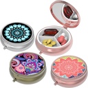 Lille Pill Box, Pill Case for Purse & Pocket, 3 Compartments Travel Pill Case Medication Organizer Opbevaring til vitaminer, piller, Fish Oil og øreringe, Studs, Round Silver Bronze Rose Gold