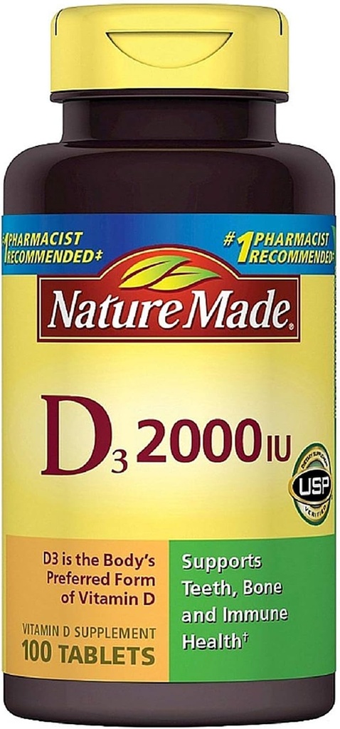 Nature Made Vitamin D3 2000 IU Tablets 100 ea (Pack of 11)